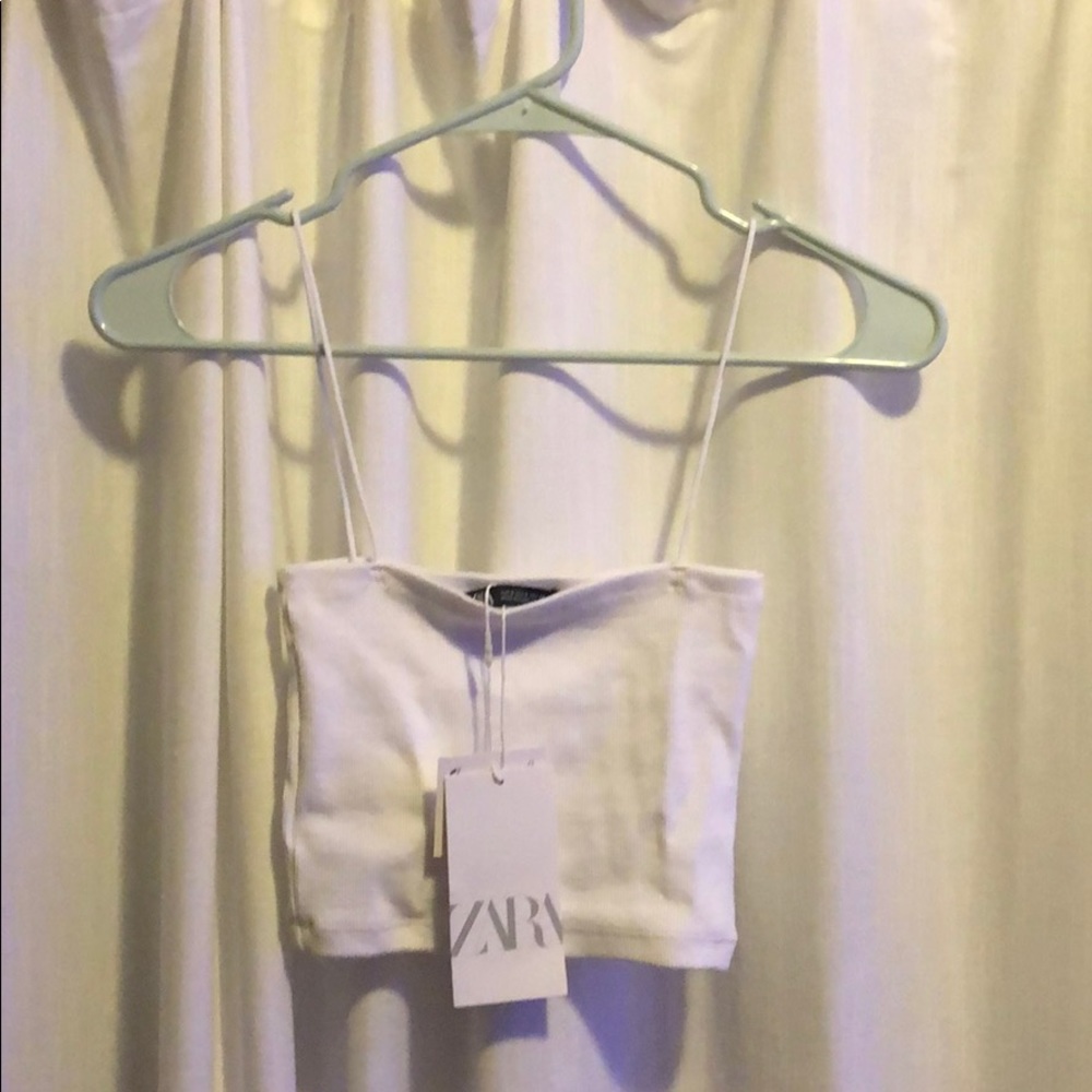 NWT Zara basic white ribbed crop